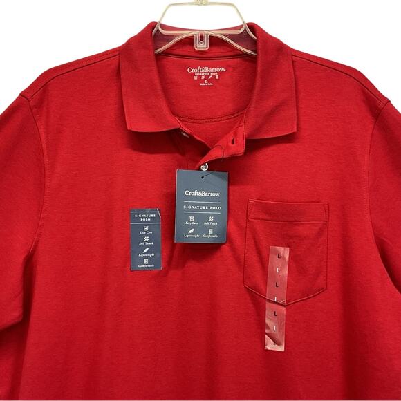 Croft & Barrow Polo Men's Lg Red Athleisure Golf Sports Travel Vacation Casual - Picture 3 of 9